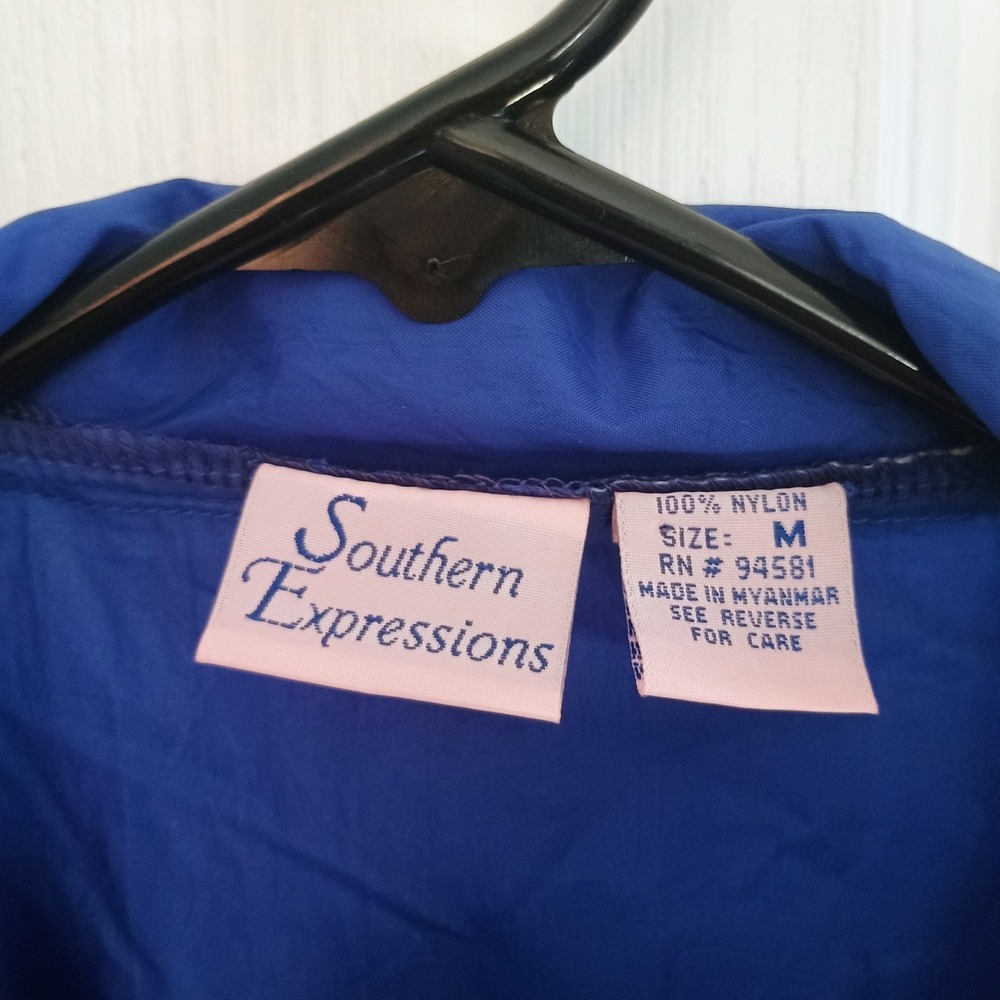 Southern Expressions Jacket Women Medium Blue Windbreaker Lined Full Zip Pockets - Picture 3 of 4